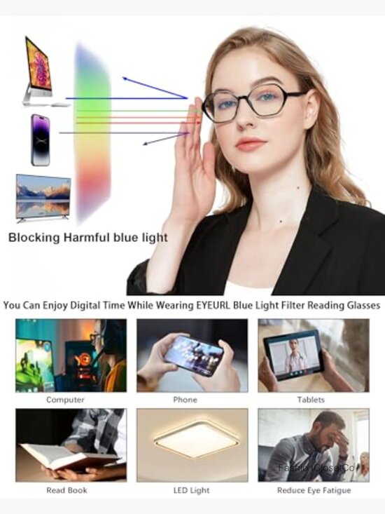 4-Pack Blue Light Blocking Reading Glasses Diamond-Shaped Frame Spring Hinge main image 4